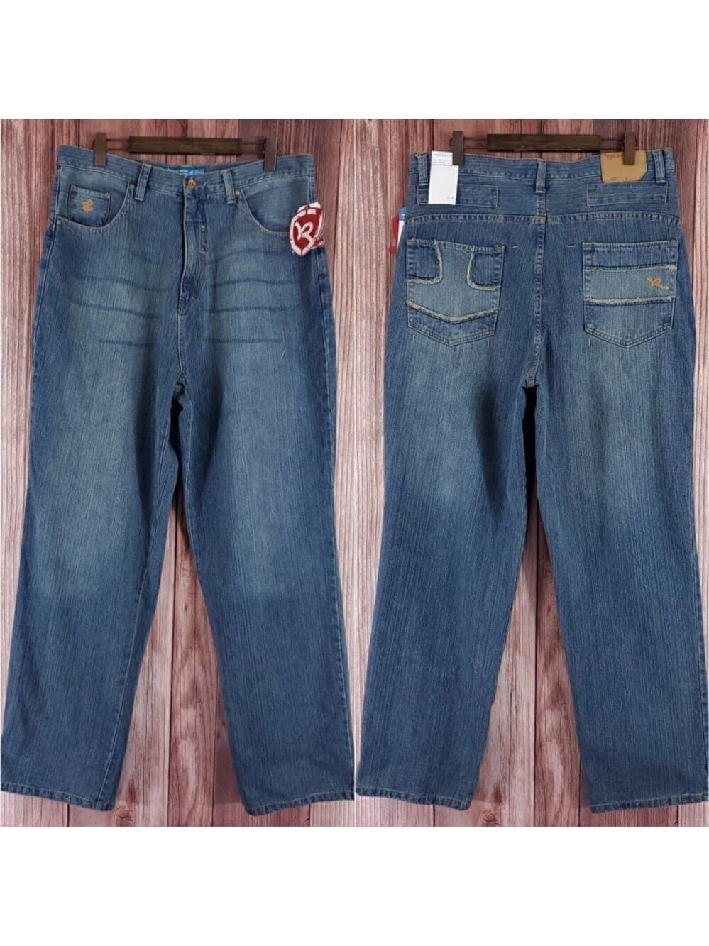 *FLAWS* NWT Rocawear Mens 40x34 Tokyo Baseball Dark Indigo Denim Jeans R0206J12